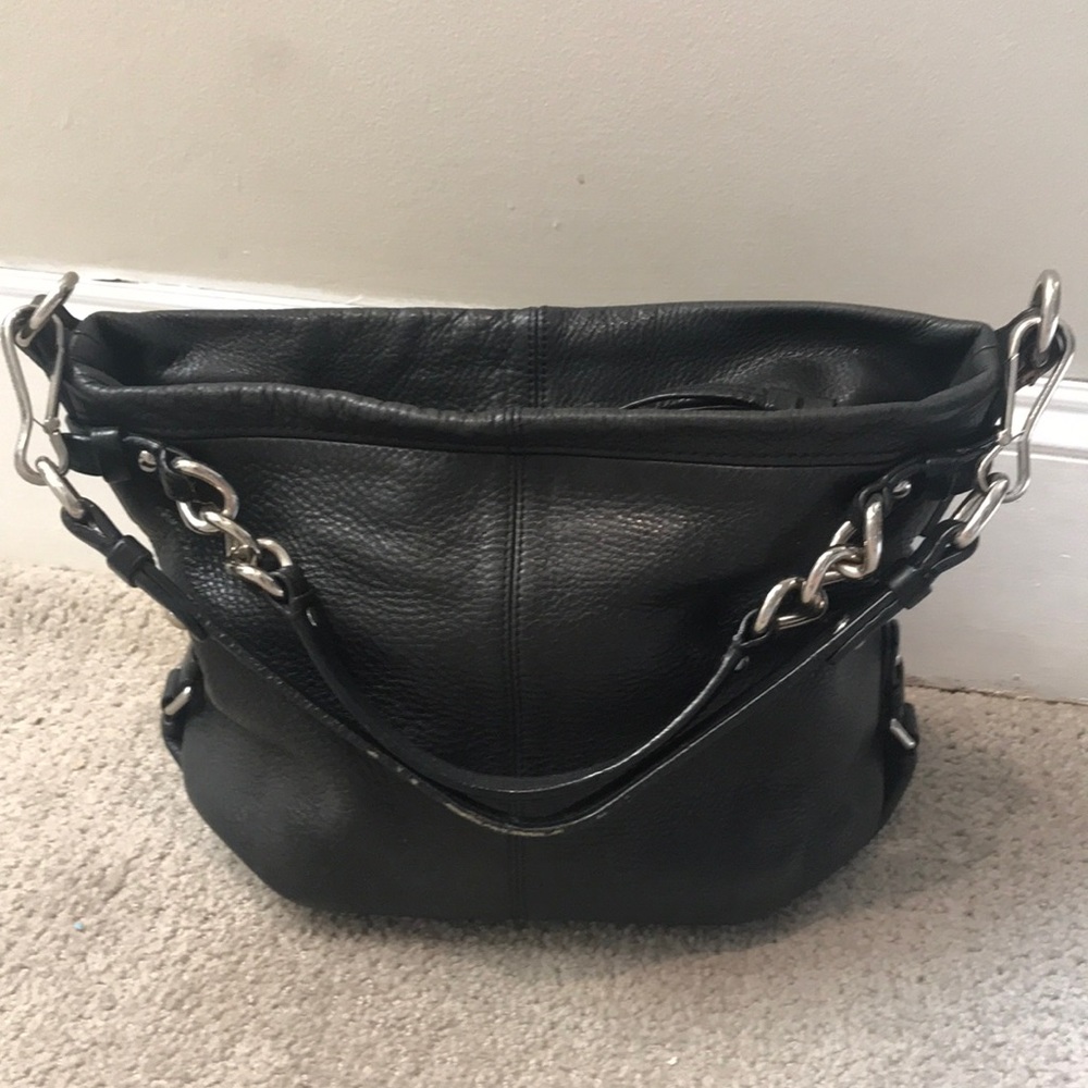 Coach pebbled leather black BROOKE satchel purse